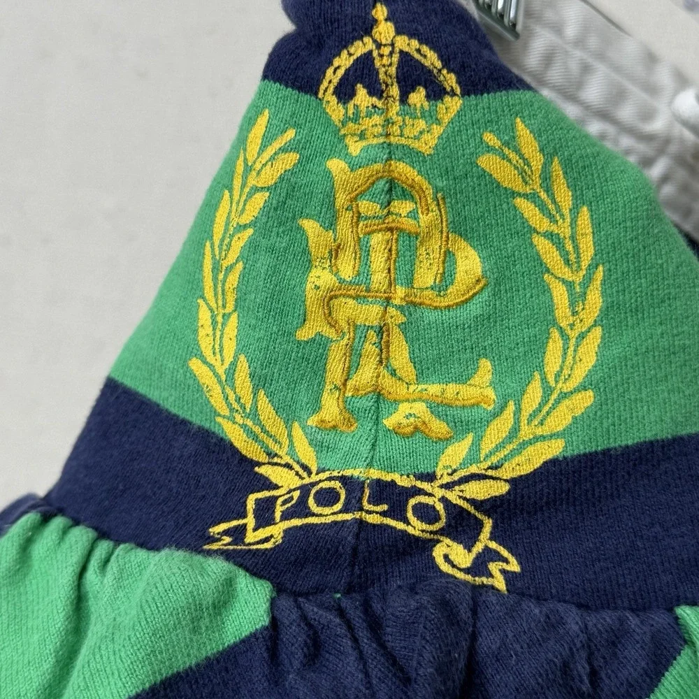 Ralph Lauren Girls Skort‎ 4T Green Blue Stripe Polo Crest Skirt Shorts Rugby